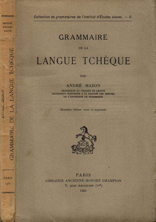 Grammaire de la langue Tchèque - copertina