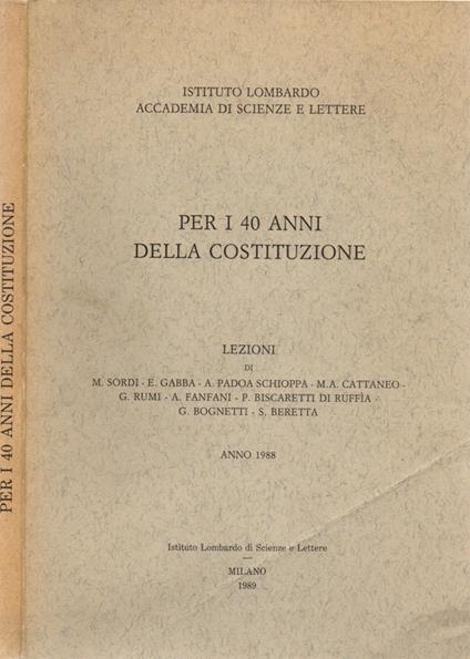 Per i 40 anni della Costituzione - copertina