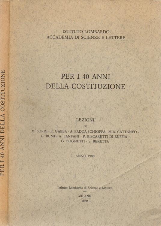 Per i 40 anni della Costituzione - copertina