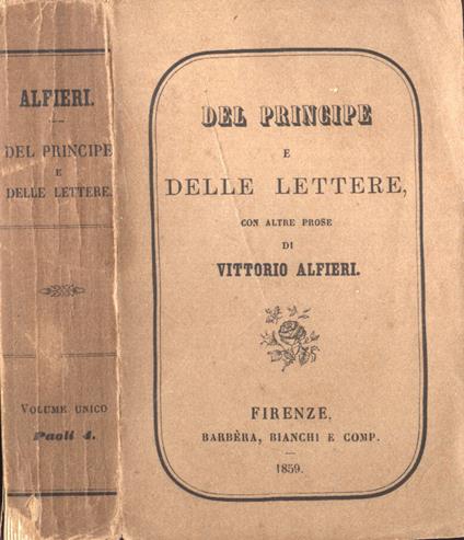 Del Principe e delle lettere - Vittorio Alfieri - copertina