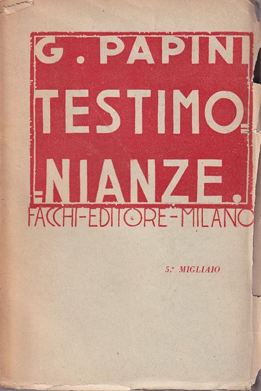 Testimonianze - Giovanni Papini - copertina