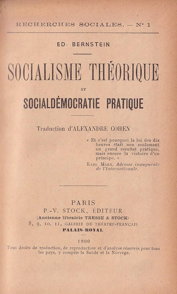 Socialisme théorique et socialdemocratie pratique