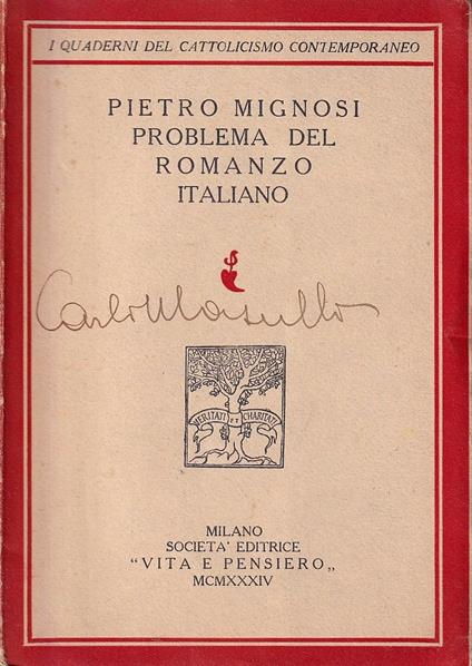 Problema del romanzo italiano - Pietro Mignosi - copertina