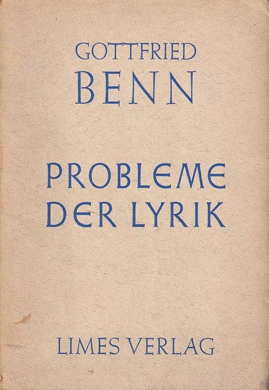 Probleme der Lyrik - Gottfried Benn - copertina