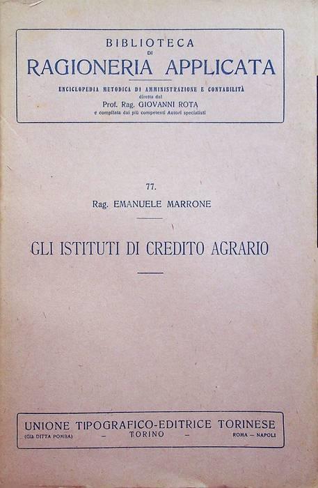 Gli Istituti di credito agrario - copertina