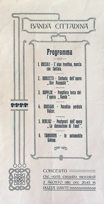 Banda cittadina: programma: concerto: piazza Dante - copertina