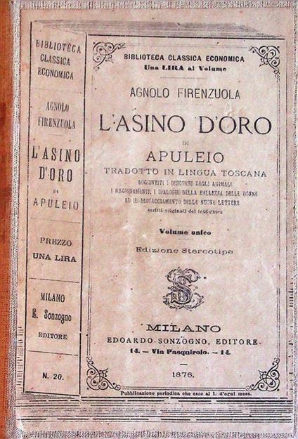 L' Asino d'oro di Apuleio - Agnolo Firenzuola - copertina