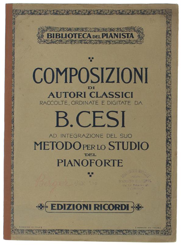 METODO PER LO STUDIO DEL PIANOFORTE. 12 studi delle Op. 12 e 23 di L. BERGER scelti e ordinati