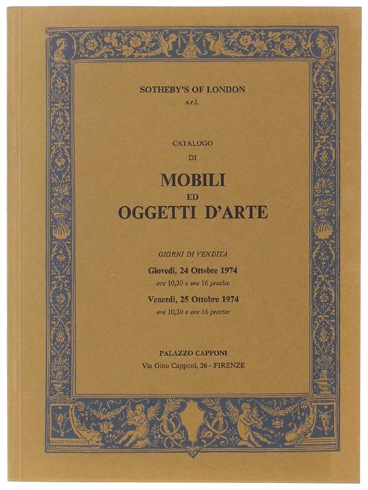 CATALOGO DI MOBILI ED OGGETTI D'ARTE - copertina