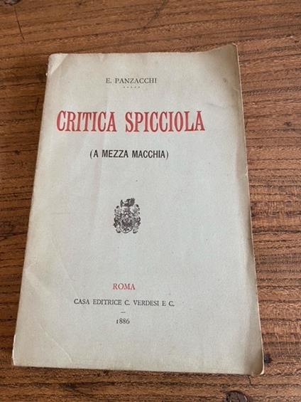 Critica spicciola (a mezza macchia) - Enrico Panzacchi - copertina