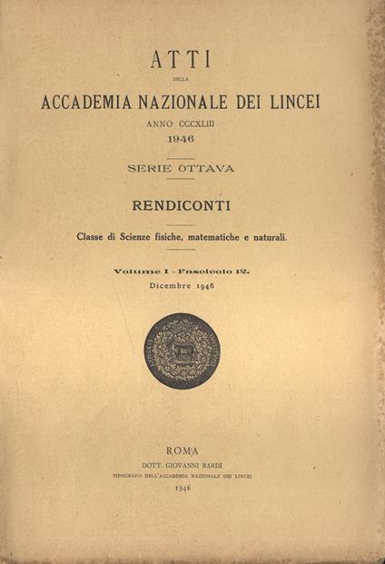 Rendiconti Vol. I fascicolo 12 - copertina