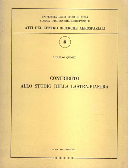 Contributo allo studio della lastra - piastra - Giuliano Guzzo - copertina
