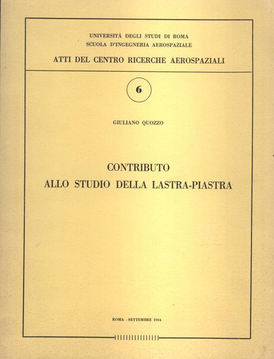 Contributo allo studio della lastra - piastra - Giuliano Guzzo - copertina