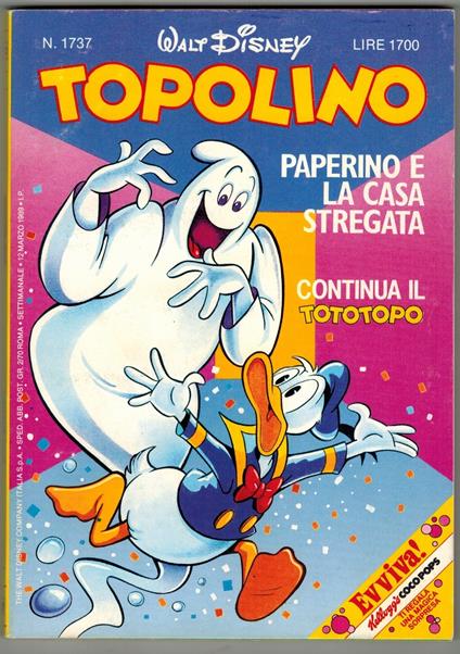 Topolino # 1737 Mickey Mouse Comics 1989 Juventus - copertina