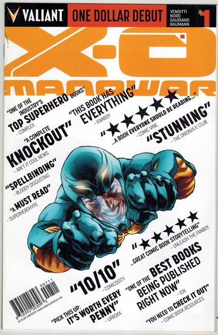 One Dollar Debut X-O Manowar No. 1 Valiant 2014 VF - copertina