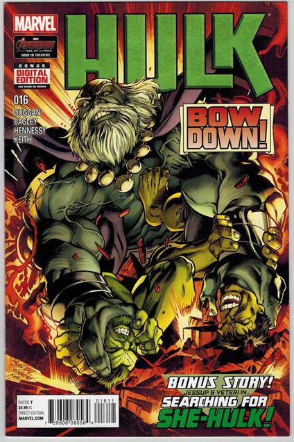 Hulk no. 16 Marvel Comics 2015 VF Mark Bagley Cover - copertina