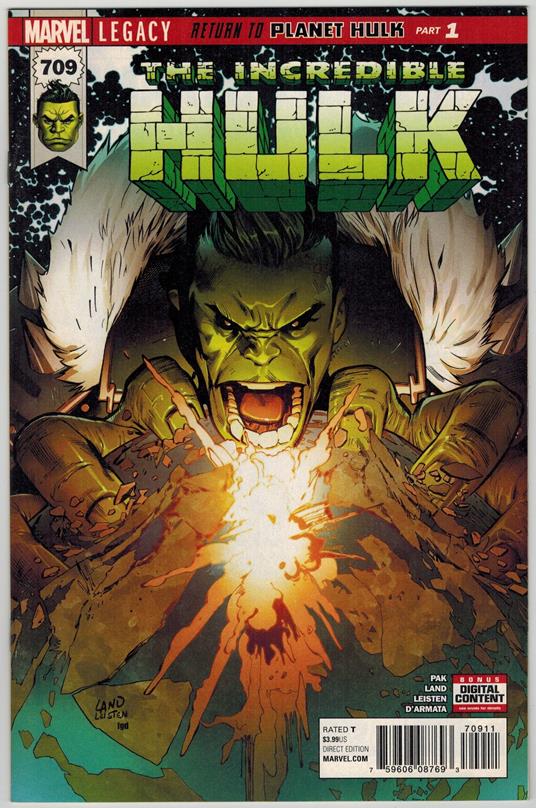 Incredible Hulk no. 709 Marvel Comics 2017 VF Greg Land Cover - copertina