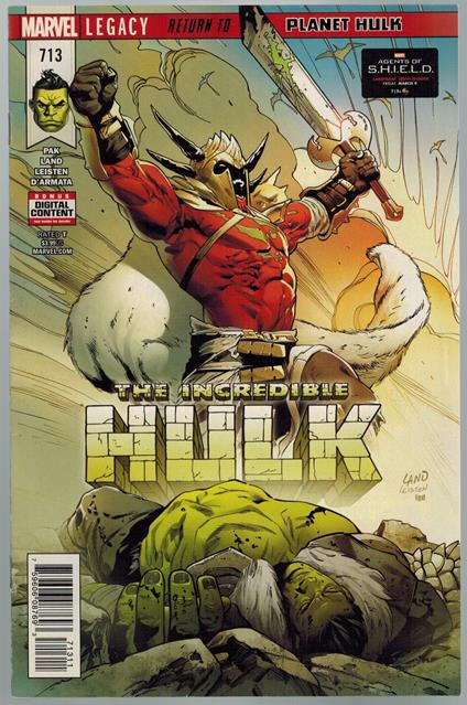 Incredible Hulk no. 713 Marvel Comics 2018 VF Greg Land Cover - copertina
