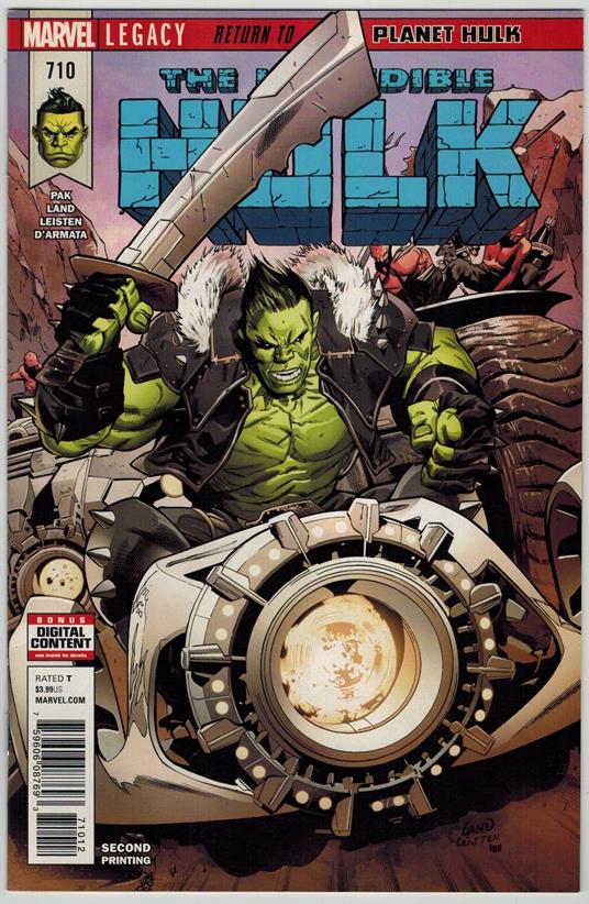 Incredible Hulk no. 710 Marvel Comics 2018 VF Greg Land Cover - copertina