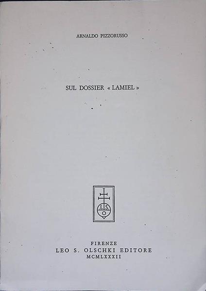 Sul dossier Lamiel - Arnaldo Pizzorusso - copertina