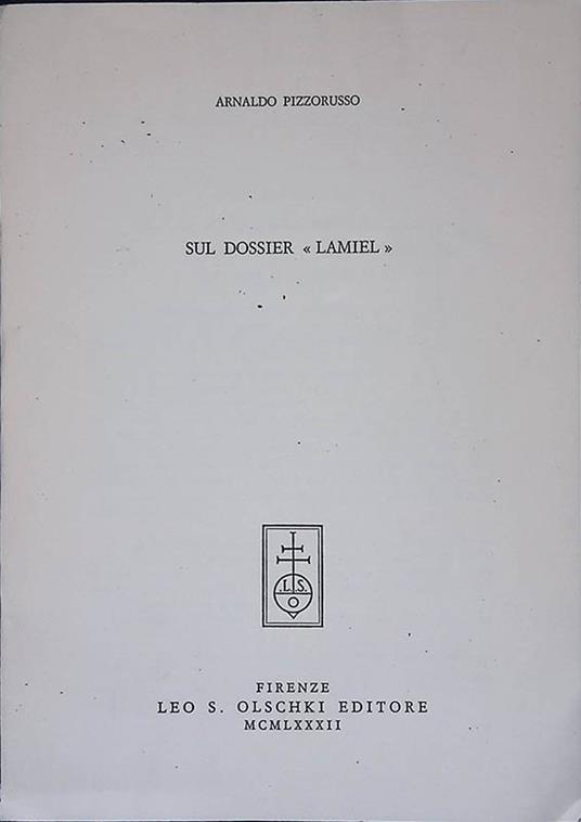 Sul dossier Lamiel - Arnaldo Pizzorusso - copertina