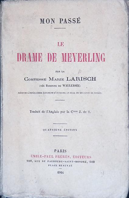 Mon passé. Le drame de Meyerling - Maria Larisch - copertina