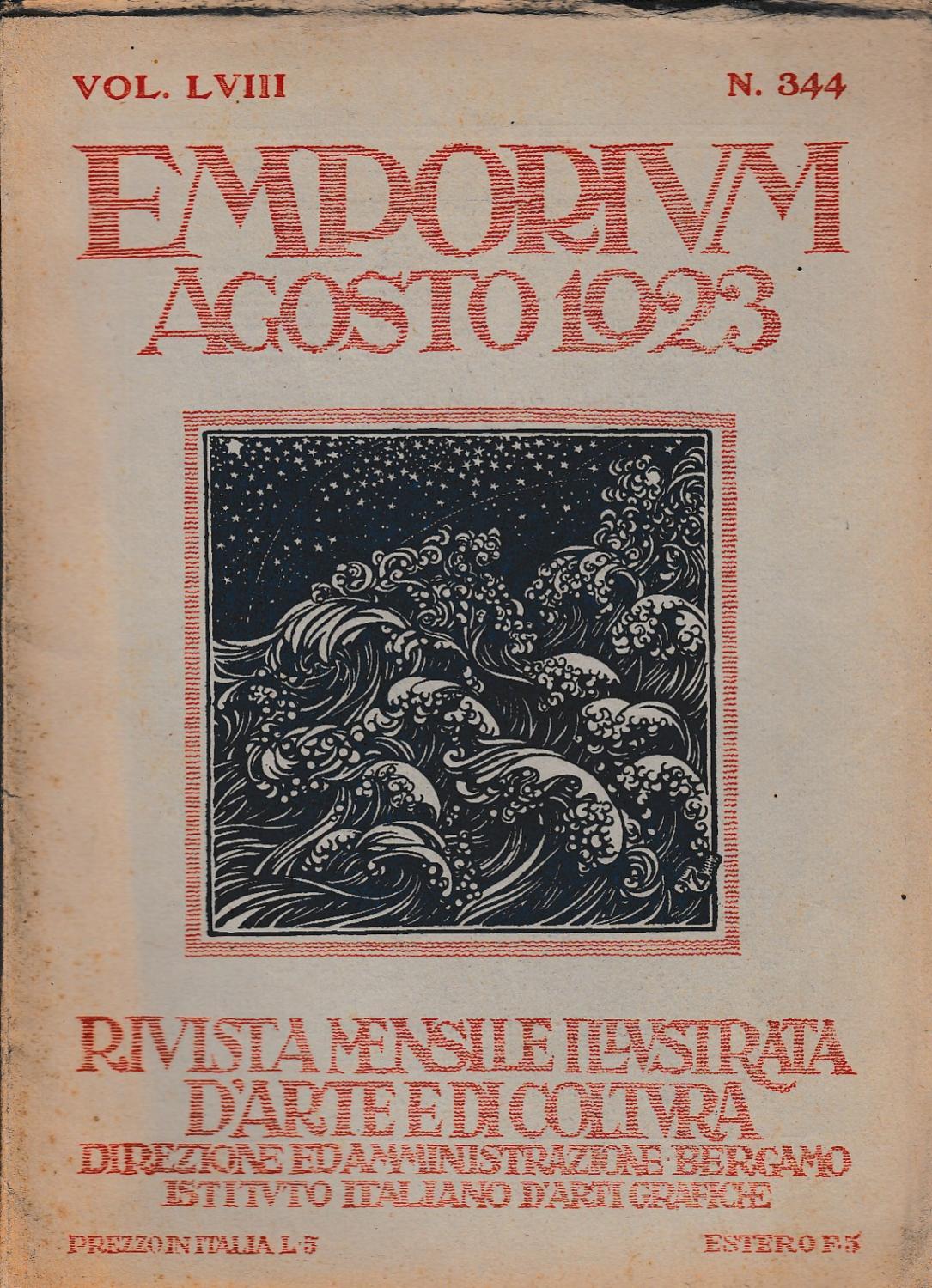 EMPORIUM. Rivista mensile illustrata d’Arte e di Cultura. Agosto 1923