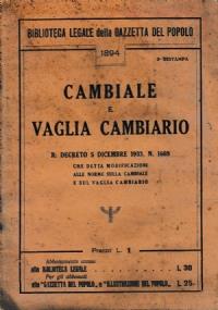 Cambiale e vaglia bancario - Regio decreto 5 dicembre 1933, N. 1669 - copertina