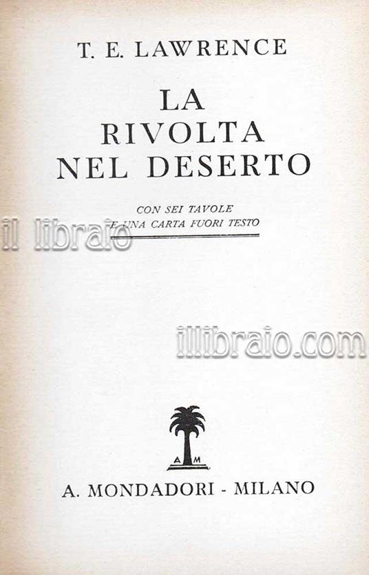 La rivolta nel deserto - Thomas Edward Lawrence - copertina