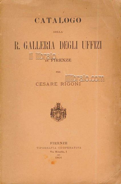 Catalogo della Real Galleria degli Uffizi in Firenze - copertina