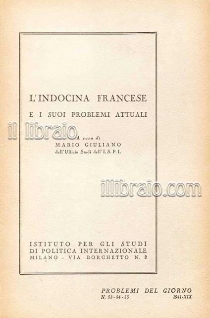 L' Indocina francese e i suoi problemi attuali - copertina