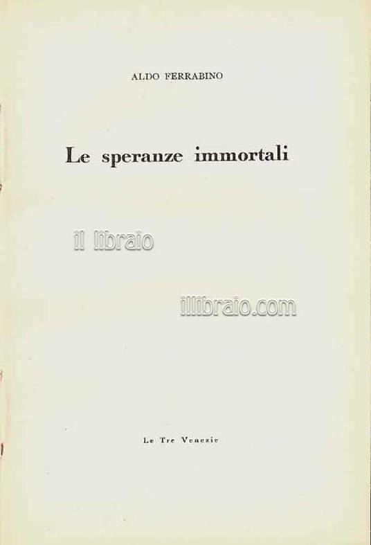 Le speranze immortali - copertina
