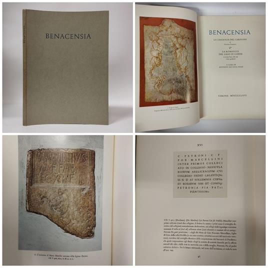 Benacensia. La leggenda del Carpione di Girolamo Fracastoro. La romanità del lago di garda, iscrizioni latine delle due rive gardesane - Giovanni Battista Pighi - copertina