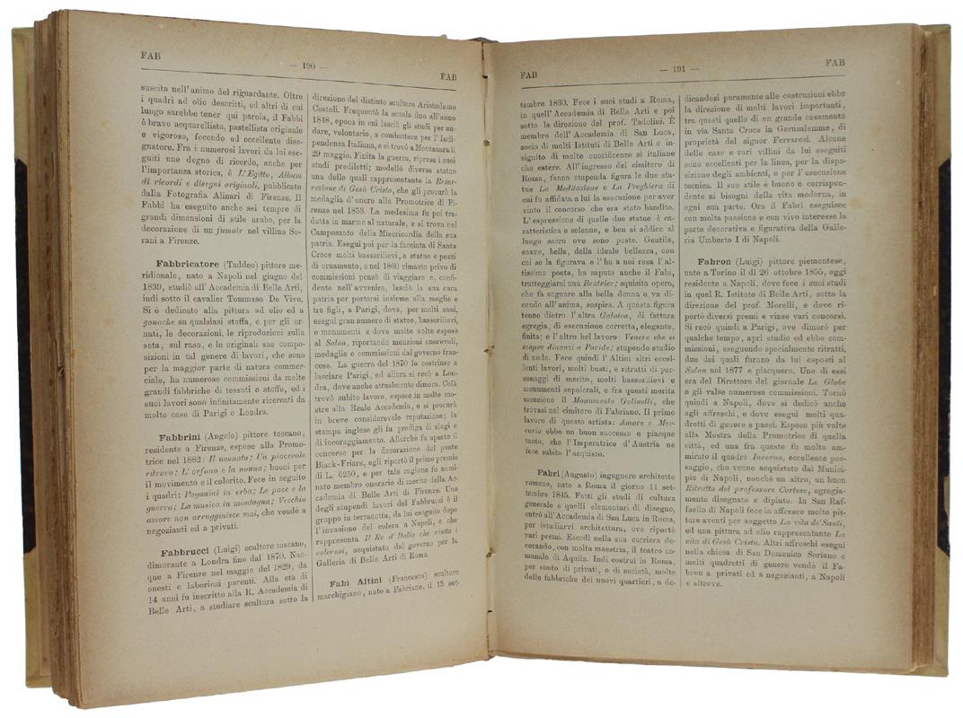 DIZIONARIO DEGLI ARTISTI ITALIANI VIVENTI: PITTORI, SCULTORI, ARCHITETTI [splendida legatura]