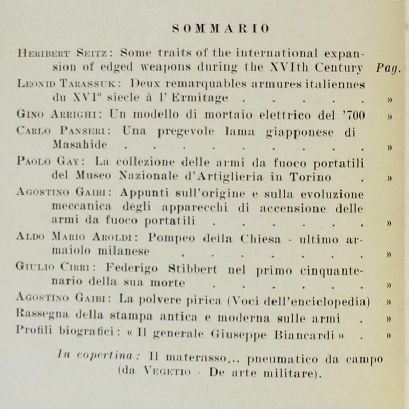 ARMI ANTICHE. Bollettino dell'Accademia di S. Marciano. Numero unico del 1956