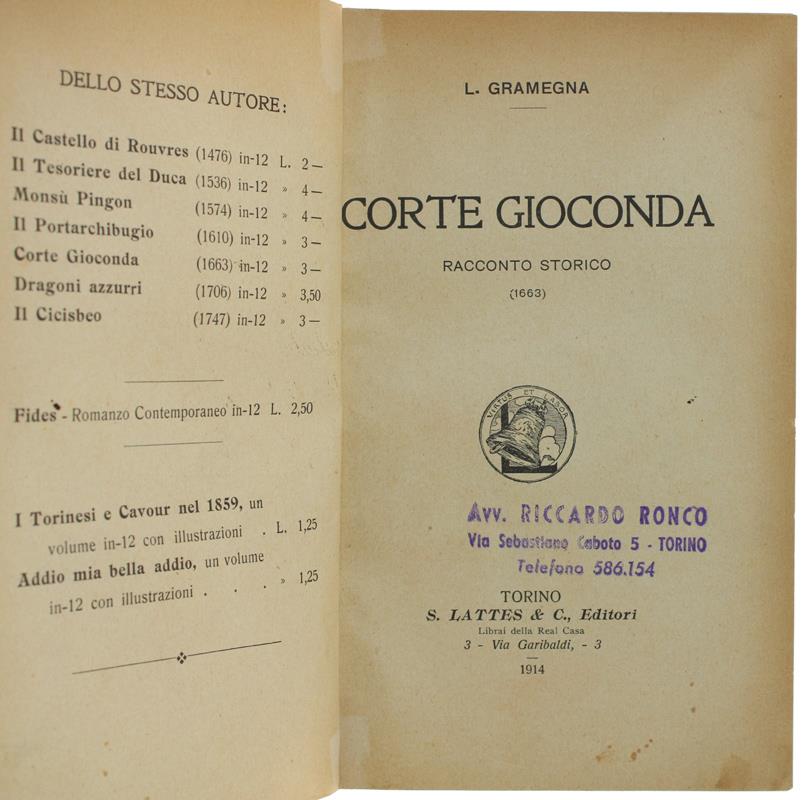 CORTE GIOCONDA. Racconto storico (1663)
