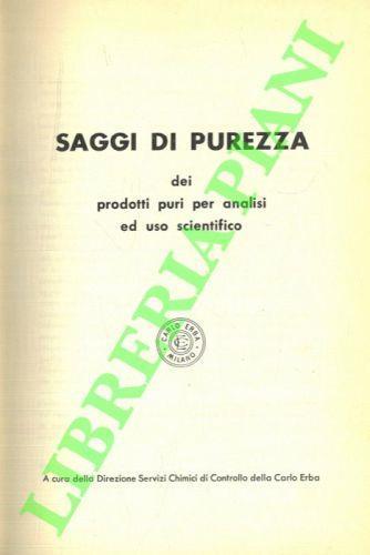 Saggi di purezza dei prodotti puri per analisi ed uso scientifico - copertina