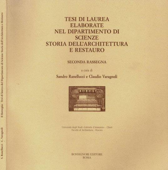 Tesi di Laurea elaborate nel Dipartimento di Scienze, Storia dell'Architettura e Restauro - Sandro Ranellucci - copertina