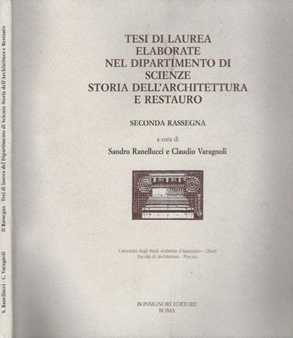 Tesi di Laurea Elaborate Nel Dipartimento di Scienze Storia Dell'Architettura e Restauro - Sandro Ranellucci - copertina