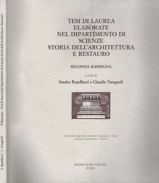 Tesi di Laurea Elaborate Nel Dipartimento di Scienze Storia Dell'Architettura e Restauro - Sandro Ranellucci - copertina