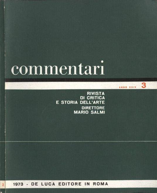 Commentari Anno XXIV n. 3 - copertina