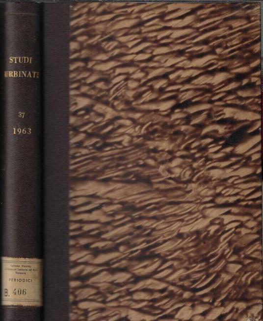 Studi urbinati di storia, filosofia e letteratura anno XXXVII nuova serie B 1963 - Carlo Bo - copertina