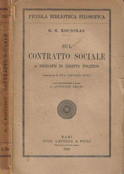 Sul Contratto Sociale o principii di diritto politico - copertina