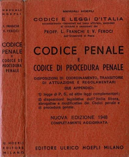 Codice Penale e Codice di Procedura Penale - L. Franchi - copertina