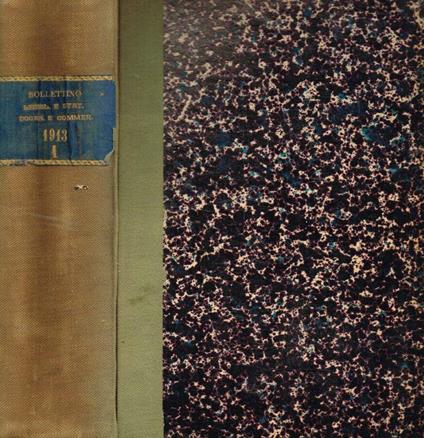 Bollettino di legislazione e statistica doganale e commerciale. Anno XXX, 1913, parte I - copertina