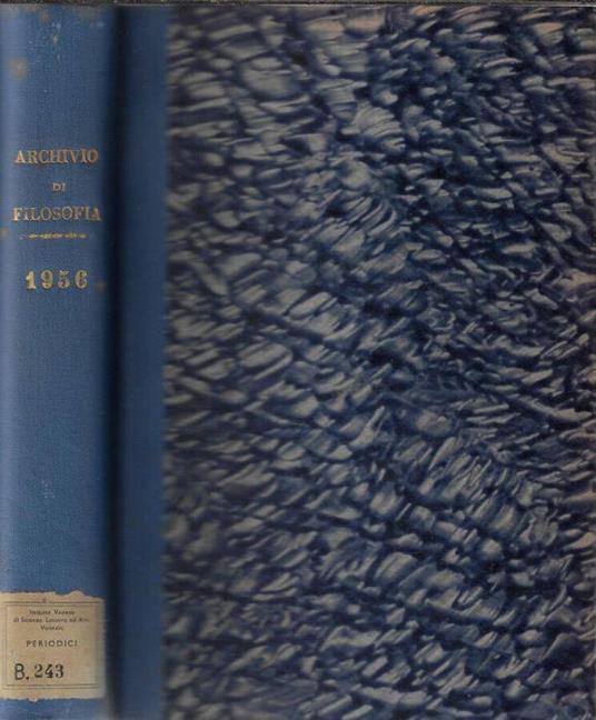 Archivio di filosofia anno 1956 - Enrico Castelli - copertina