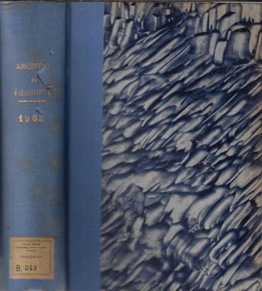 Archivio di filosofia anno 1963 - Enrico Castelli - copertina