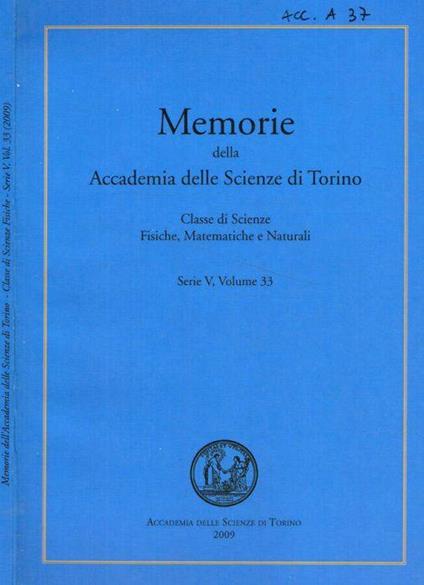 Memorie della Accademia delle Scienze di Torino. Classe di scienze fisiche, matematiche e naturali. Serie V, volume 33 - copertina