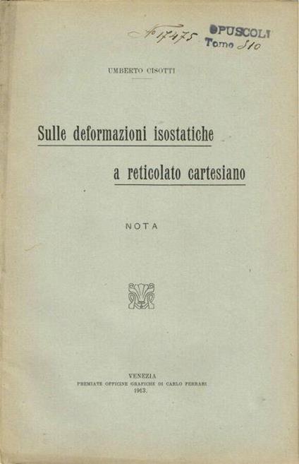 Sulle deformazioni isostatiche a reticolato cartesiano - copertina