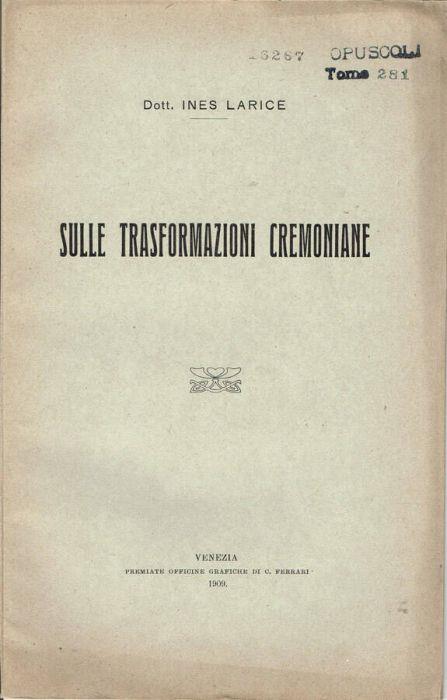 Sulle trasformazioni cremoniane - copertina